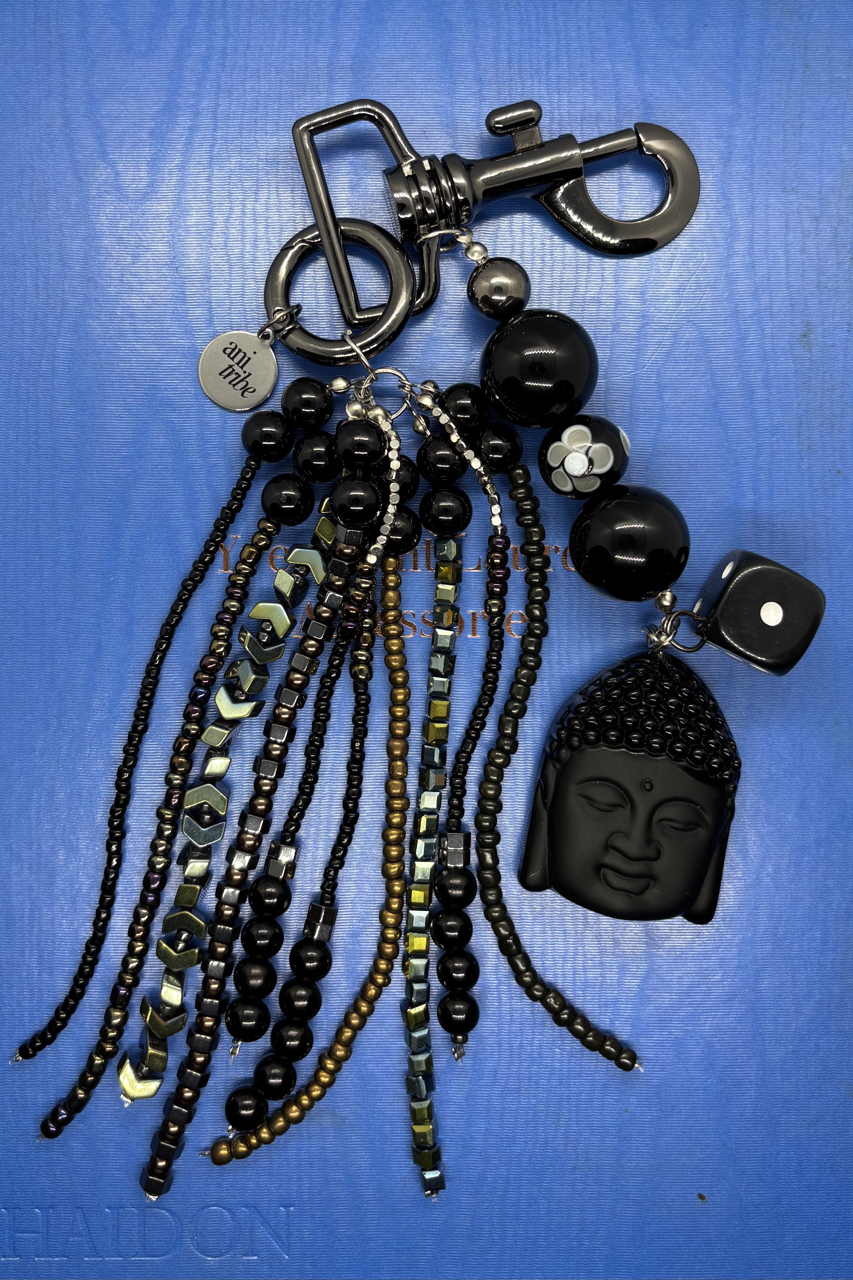 Siyah Cam Buddha Detaylı Bag Charm
