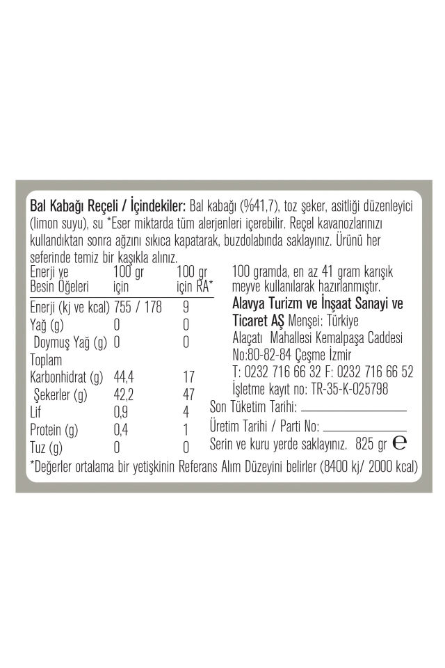 Alavya Çıtır Kabak Reçeli Orta Boy