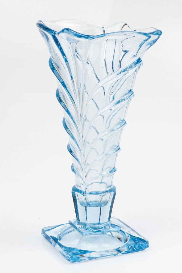 Mavi Cam Art Deco Vazo