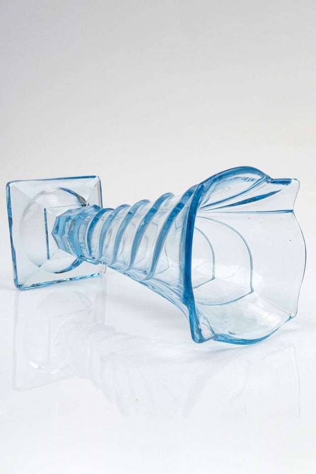 Mavi Cam Art Deco Vazo