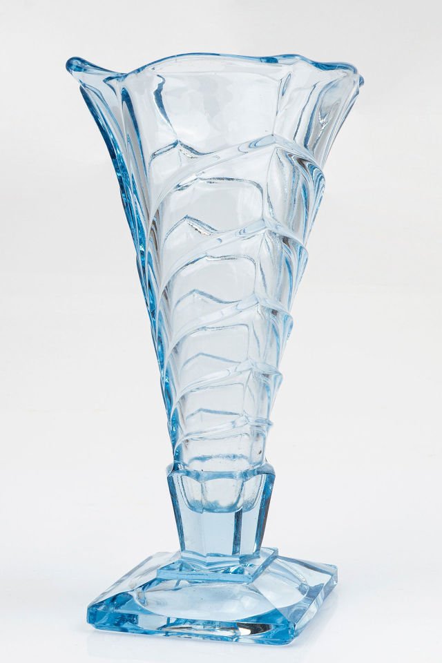 Mavi Cam Art Deco Vazo