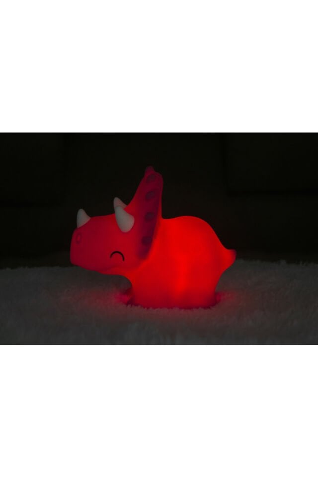 Silikon Gece Lambası Triceratops Pembe