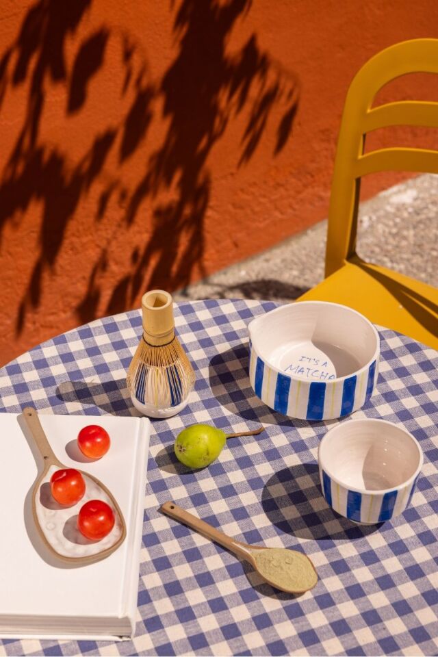 Matcha Seti Kobalt Çizgili