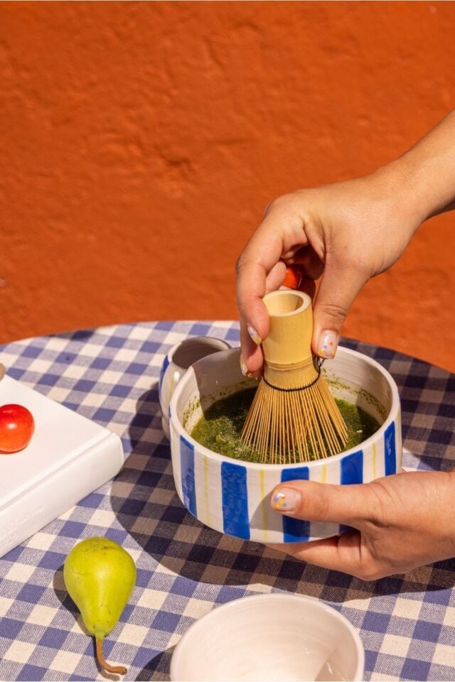 Matcha Seti Kobalt Çizgili