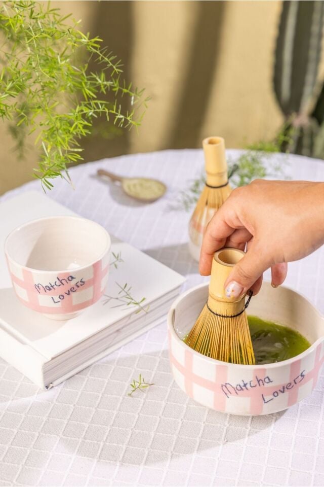 Matcha Seti Pembe Kareli