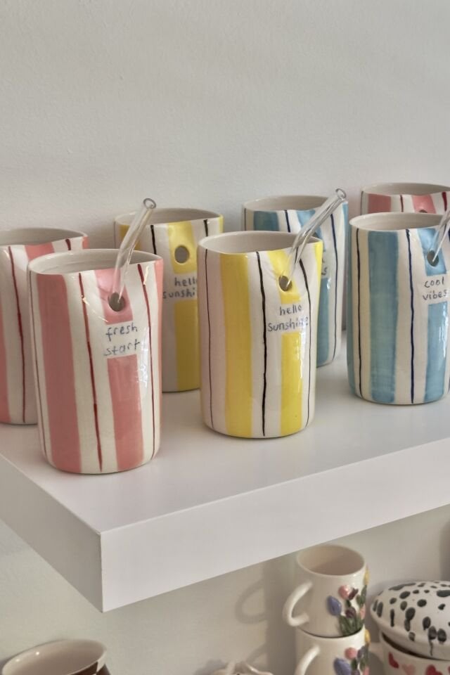 Çizgili Soğuk İçecek Kupa Seti 3'lü