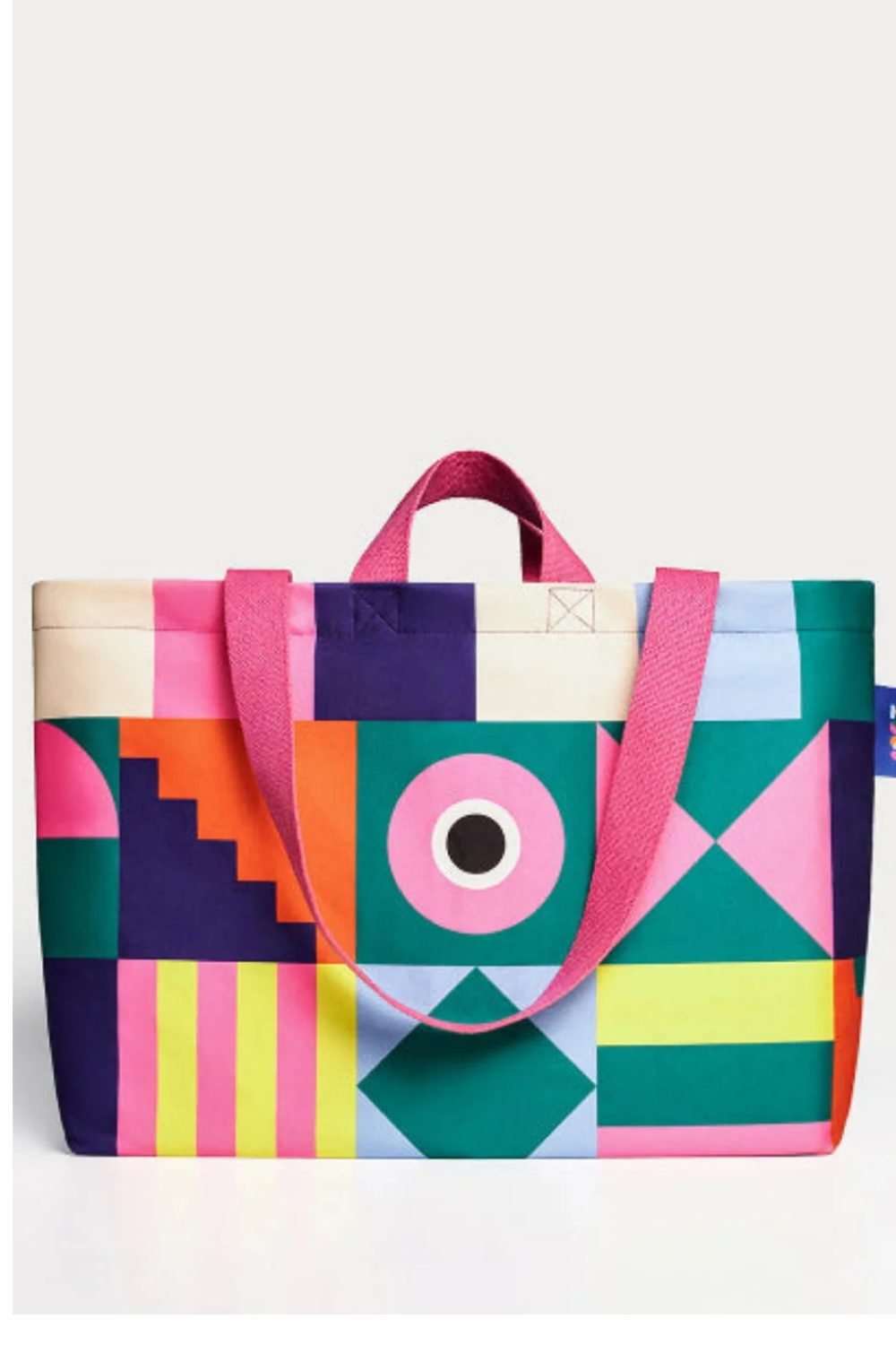 Geometrik Desenli Kanvas Çanta