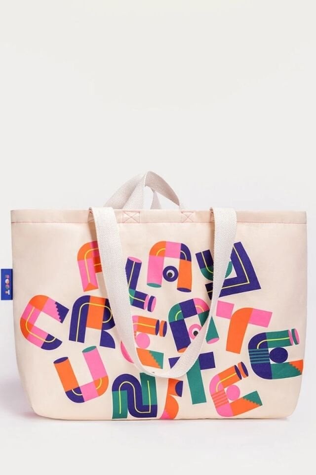 Pembe & Krem Kanvas Çanta