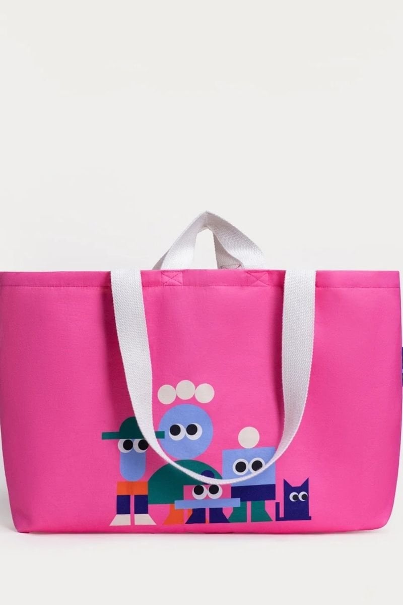 Pembe & Krem Kanvas Çanta