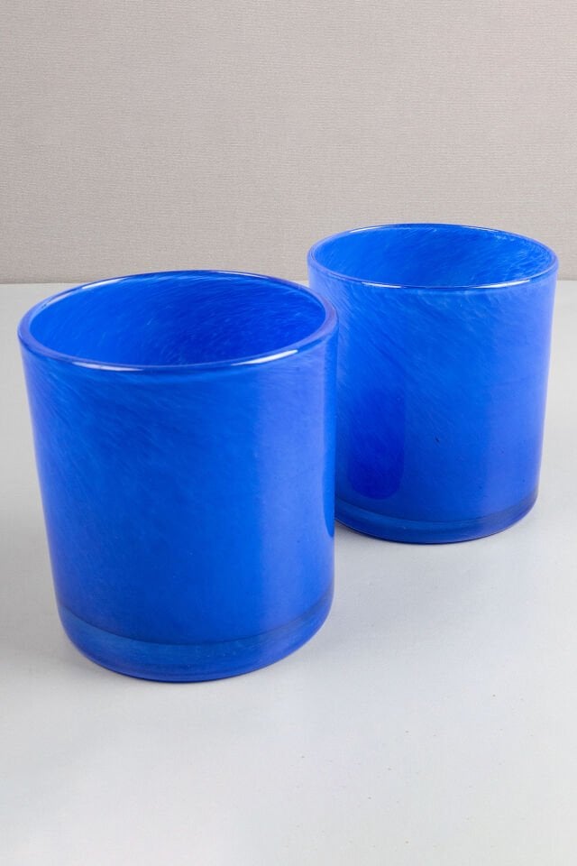 Üfleme Cam Mumluk-Vazo Çiftli Set