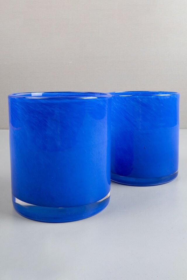 Üfleme Cam Mumluk-Vazo Çiftli Set