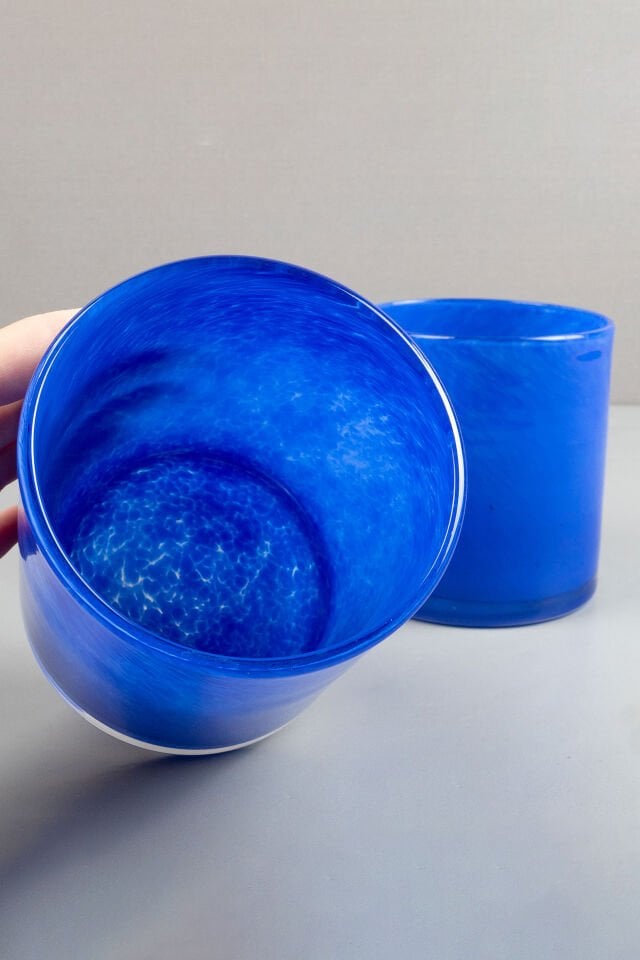 Üfleme Cam Mumluk-Vazo Çiftli Set