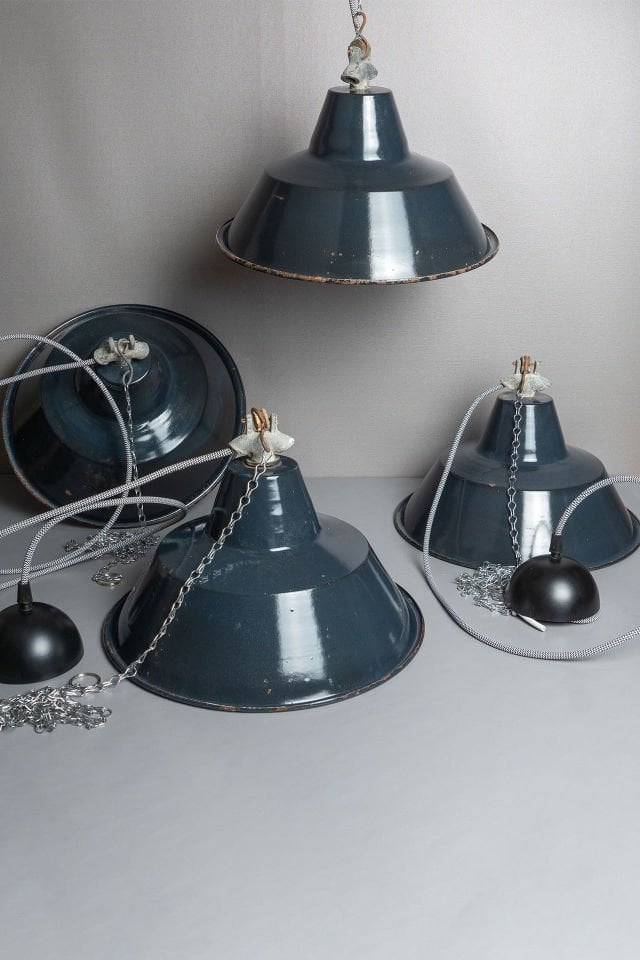 4 Antrasit Emaye Sanayi Lambası