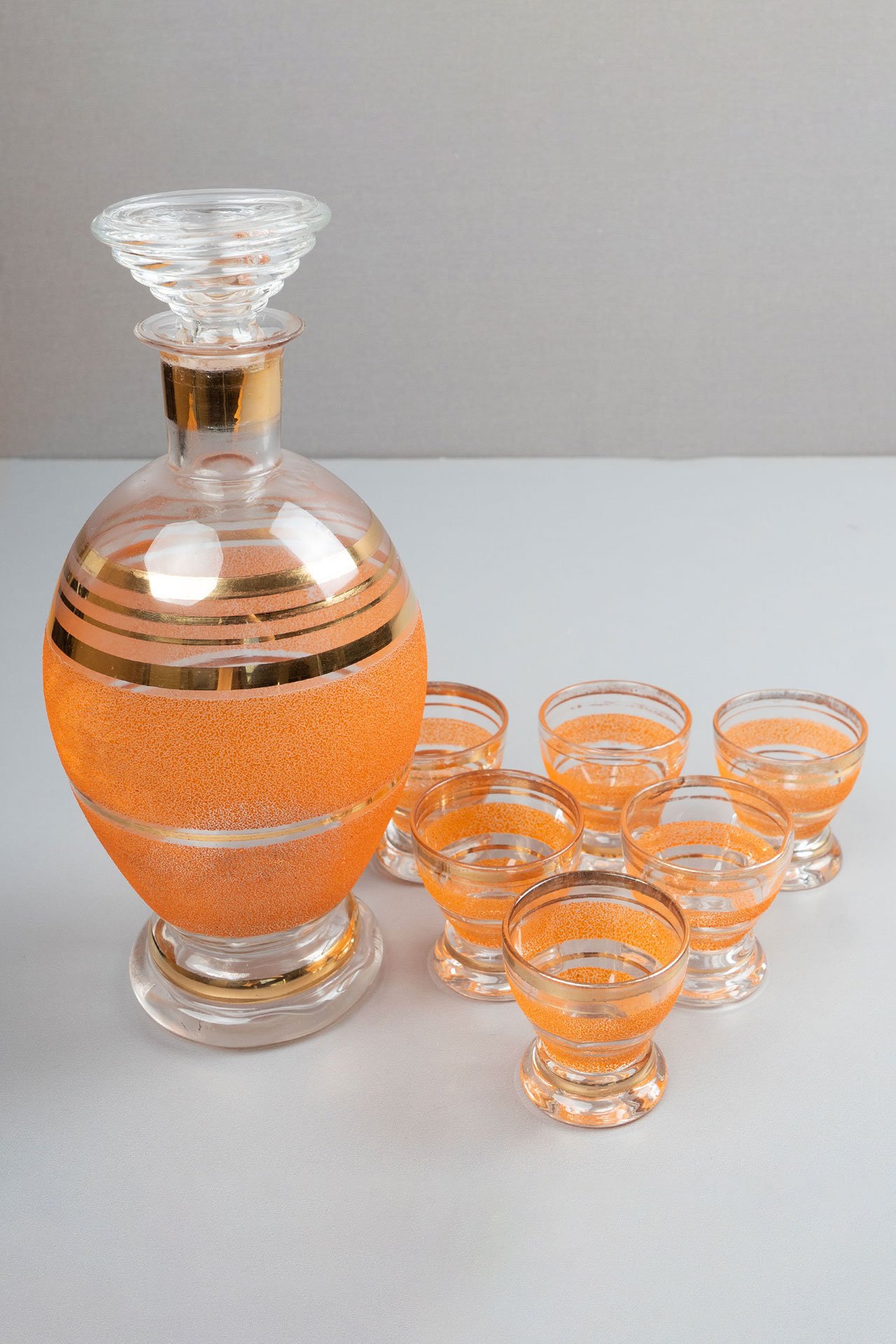 Turuncu Toz Şeker Dokulu Likör Seti
