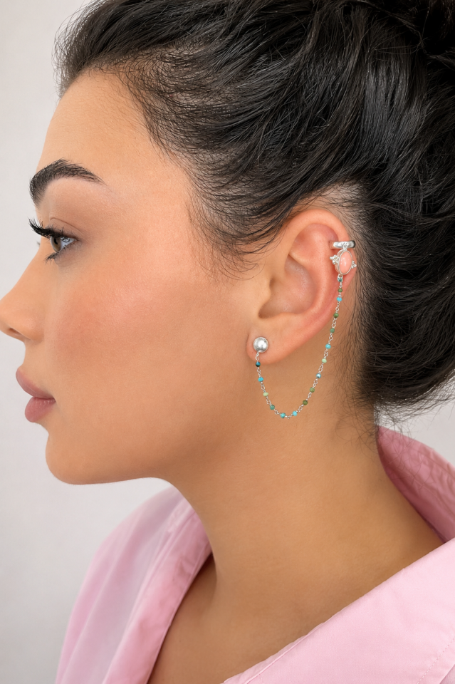 Liora Gümüş Zincirli Ear Cuff