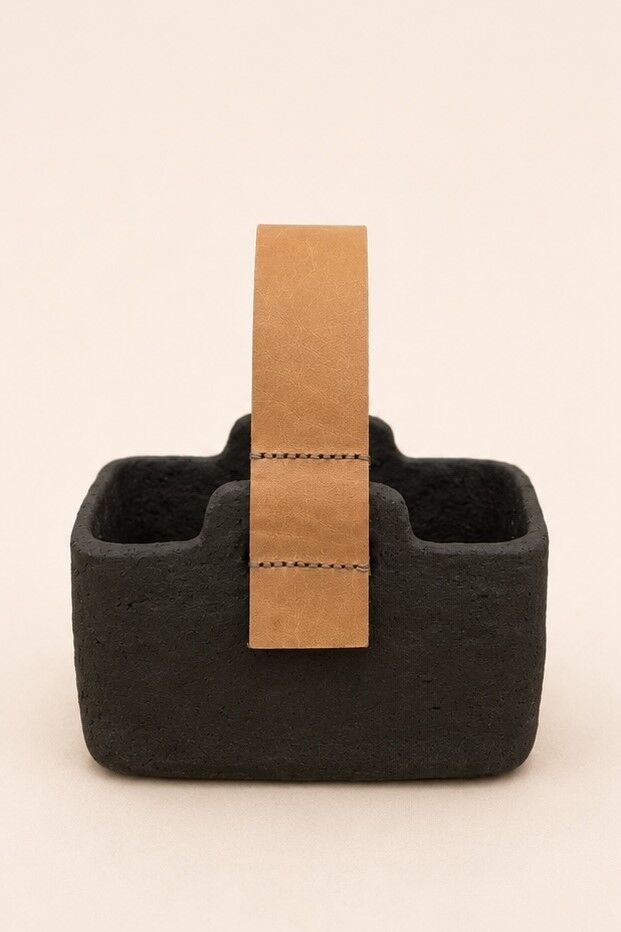 ELDE No 12 Deri Saplı Stoneware Sepet