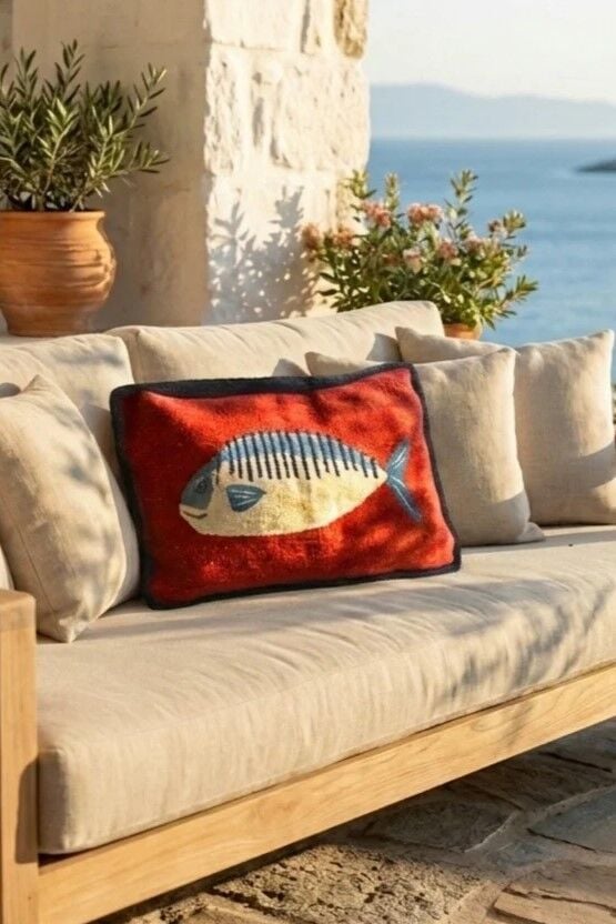 Fish El Dokuması Kırlent