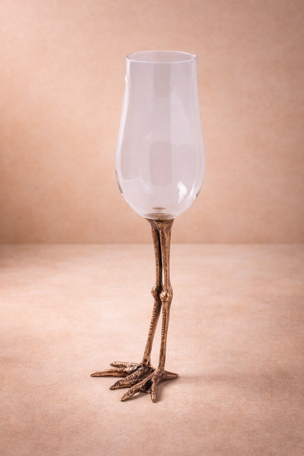 Benu - Dökme Bronz Balıkçıl Kuş Ayaklı Şarap Kadehi