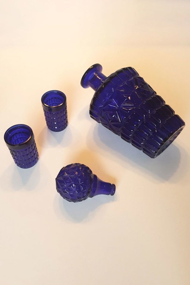 Kobalt Mavi Cam Likör Takımı
